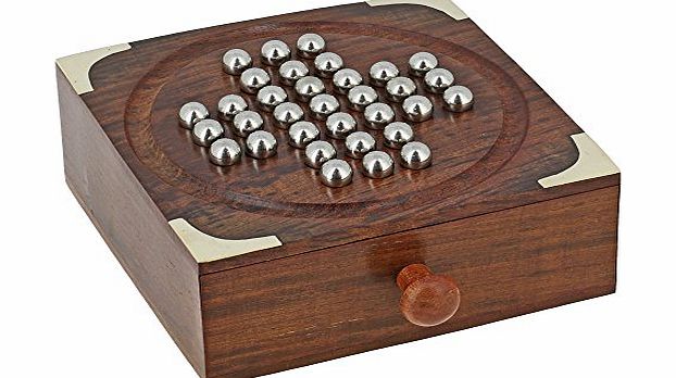 ShalinIndia Wooden Solitaire Board Game, Size: 12.7 X 12.7 X 5.08 CM