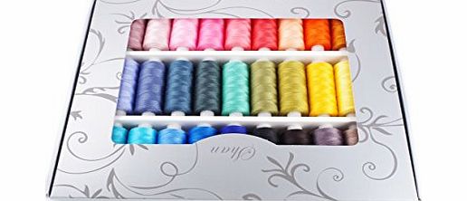 Rainbow Colour Sewing Thread Sets with Gift box- 400 yard reels x 33 (All purpose polyester domestic sewing machine thread, Specially lubricated to deliver excellent sewing performance, Certifie