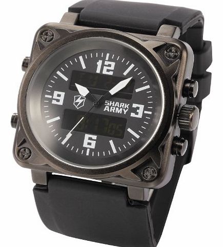 Mens Digital Analog Rubber Silicone Band Sport Quartz Wrist Watch SAW079