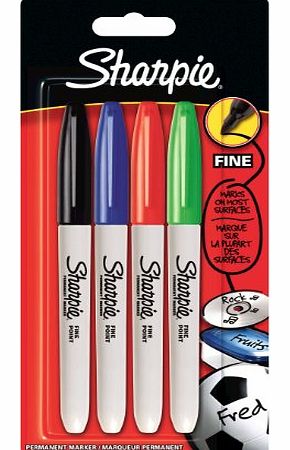 Sharpie Fine Permanent Marker Assorted Standard Colours - Pack of 4