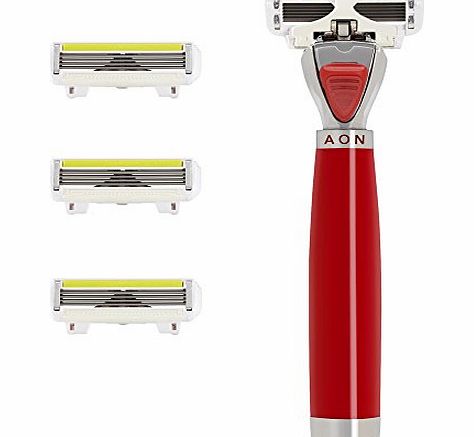 - AON - Manual Razor with 4x Razor Blades (P.L.4 - 4 blades - for women, red - fireglow rouge)