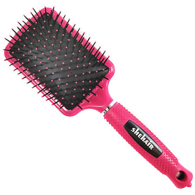 SHE Hair She Hot Pink Glossy Cushioned Paddle Hair Brush