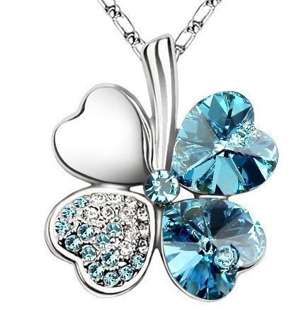 SheClub Swarovski Elements Crystal Four Leaf Clover Pendant Necklace 19`` With A Gift Box -CN9034SG