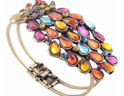 SheClub WorldTree Fashion Alloy Color Crystal Peacock Bracelet