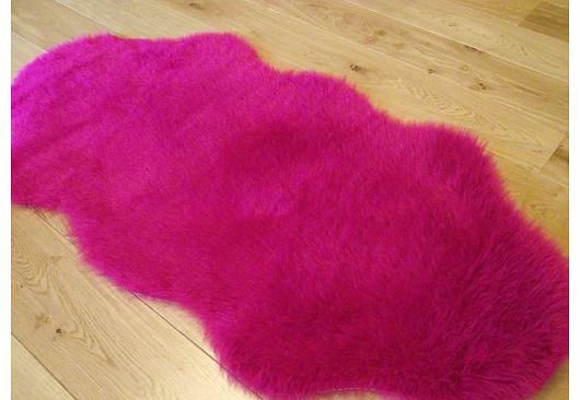 Bright Pink Fuschia Faux Fur Sheepskin Style Rug (70cm x 140cm)