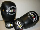 SHIHAN Boxing Gloves Leather / Black/Yellow-16oz--New Year Sale Price