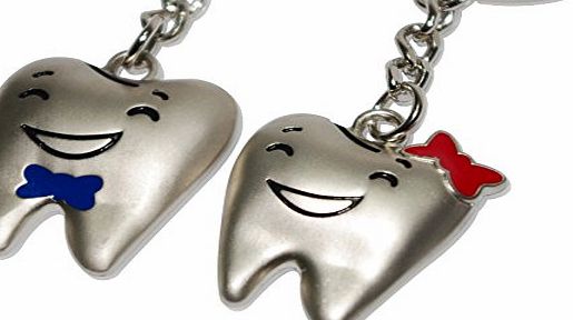 Shiny White 1 Pairs Shiny White Tooth Pendant Lovers Keyrings or Bag Charm for Ornaments