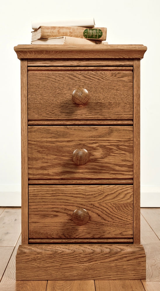 Shire Oak 3 Drawer Narrow Bedside Cabinet