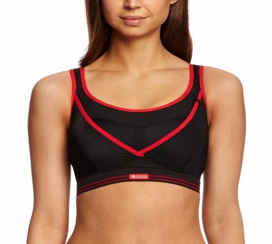Womens Gym Sports Bra - Black/Red, 32DD