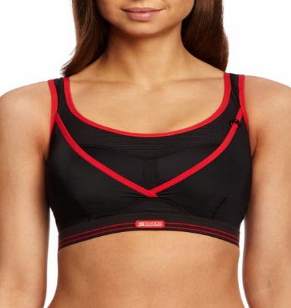 Shock Absorber Womens Gym Sports Bra - Black/Red, 34E