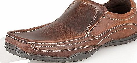 Shoe Avenue Leather Mens Slip Mocassin Comfort Loafers Wide-Fit Casual Trainer Shoe Size, [Tan], [UK 9 / EU 43]