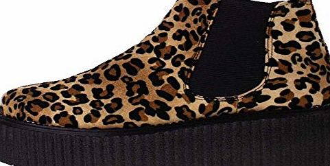 Shoebou Ladies Leopard Animal Print Pull On Platform Creeper Chelsea Ankle Boots UK 7, EU 40