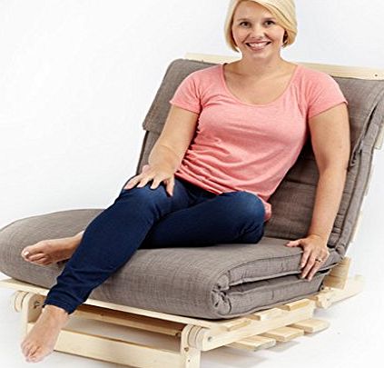 Shopisfy Slate Grey 1 Seater Complete Futon, Single Wooden Futon Base with Luxury Mattress