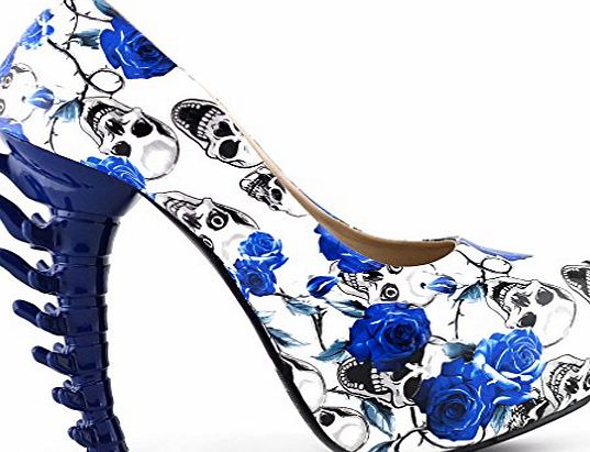 Show Story New Bone High Heel Platform Bone Heels Shoes,LF80610BU38,5UK,Blue