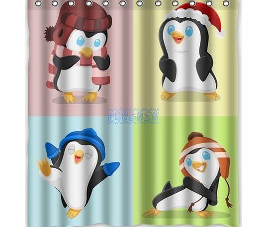 shower curtain Generic Unique Cute Penguin Design Waterproof Polyester Fabric Bathroom Custom Shower Curtain 60`` x 72``