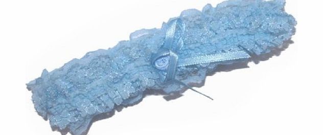Shropshire Supplies Ladies Bridal Lace Garter (Blue Rosebud)