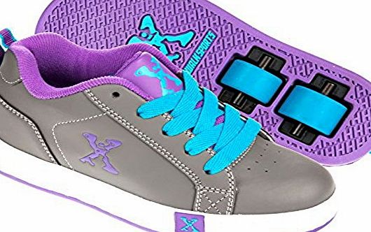 Sidewalk Kids Girls Sport Lane Roller Skate Children Shoes Lace Up Wheels New Grey/Purple/Blu 3