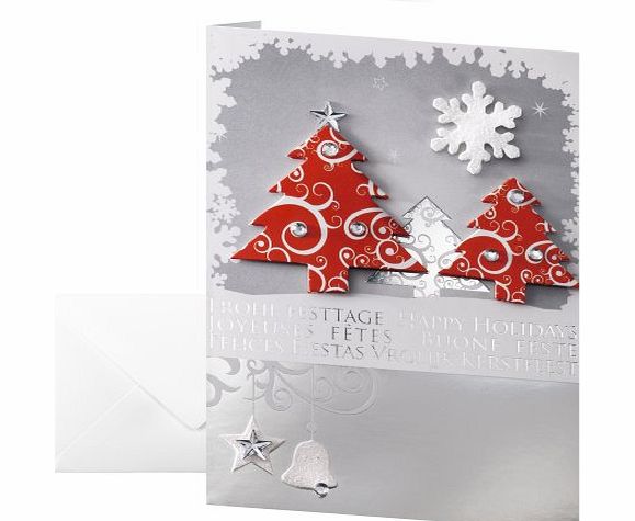 Sigel DS454 Handmade Christmas Cards (includes 10 Envelopes), Three Trees, with Silver Embossing, Din A6 (10 Pieces)