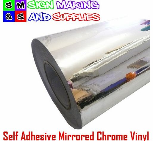 Sign Making and Supplies Self Adhesive Mirrored Chrome Vinyl Roll Of 1mtr Sticky Back Plastic Arts and Crafts for Cutter Plotters (305 Millimeters, Silver)
