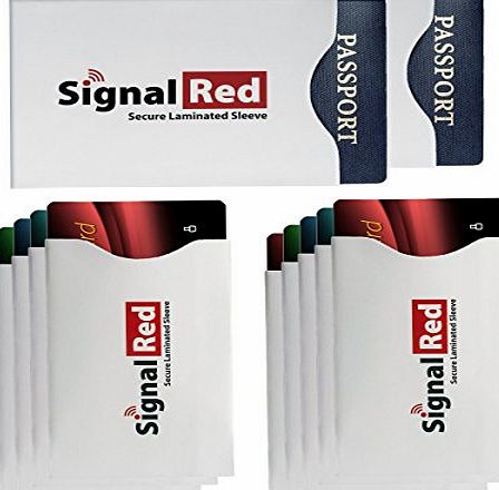 Signal Red Laminated Passport and Credit Card Protector - Set of 10 Credit Card and 2 Passport RFID Blocking Sleeves; Fit in Wallet and Purse