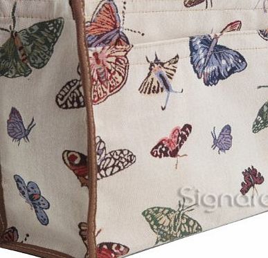 Signare Fashion Canvas/Tapestry Shopping Bag/Tote Bag/ Shoulder Bag/ Box bag/ Carry All Bag in Vintage Butterfly Motif - Treat Yourself NOW!