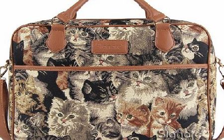 Signare Ladies Tapestry Business Briefcase Fashion Laptop Computer Bag in Cat Design, 15.6``