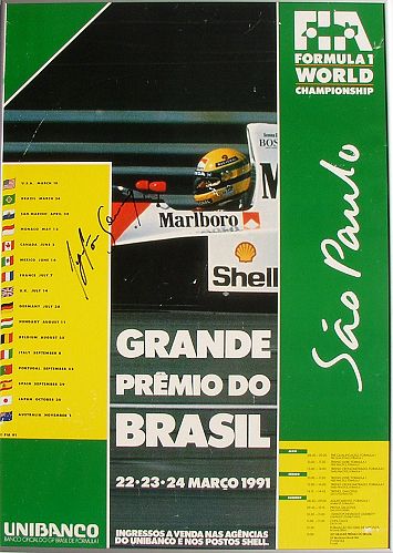 Ayrton Senna Signed Brazilian GP 1991 Programme Poster
