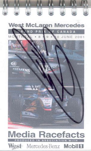 McLaren Fact Notebook Canadian Grand Prix 2001 - Signed by David Coulthard