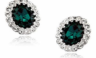 Emerald Oval 18K GOLD PLATED Fashion Stud Earrings with MADE WITH SWAROVSKI ELEMENTS