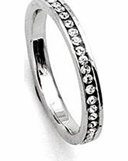 Signore - Signori Eternity Finger Ring 18k White Gold Plated Studded With Cubic Zirconia, Made With SWAROVSKI ELEMENTS - Size N