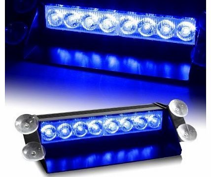 Signstek Car Vehicle 8 LED Blue Dash Strobe Police Flash Warning Emergency Light