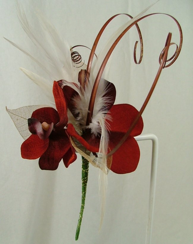 Ruby Red Orchid Buttonhole Double