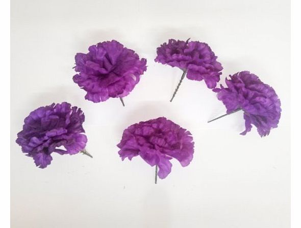 144 Purple carnation picks artificial silk flowers, wedding buttonholes, funeral tributes FREE P&P