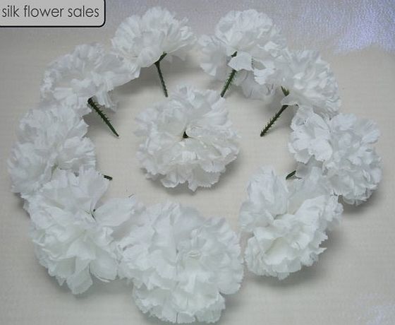 silk flowers 144 White carnation picks artificial silk flowers, wedding buttonholes, funeral tributes FREE Pamp;P