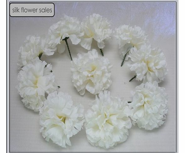 20 Cream carnation picks artificial silk flowers, wedding buttonholes,funeral tributes