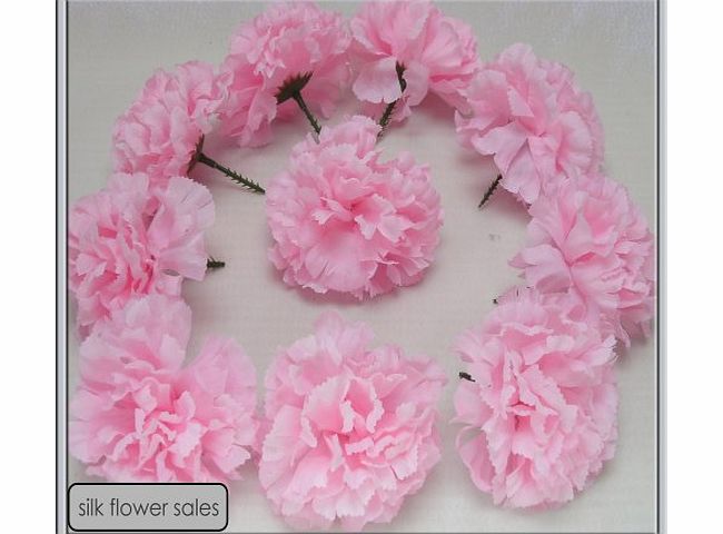 silk flowers 72 Baby Pink carnation picks artificial silk flowers, wedding buttonholes, funeral tributes