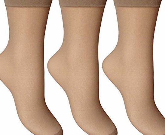 Silky Ladies Silky Soft, Sheer amp; Durable Smooth Knit Everyday Anklets (3 Pair Multi Pack) (Natural Tan)