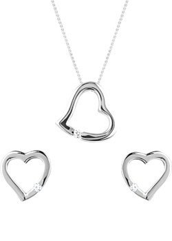 and Cubic Zirconia Heart Pendant and
