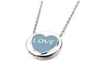 silver and Pale Blue Enamel Love Heart and#8220;LOVEand8221; Pendant