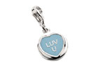 silver and Pale Blue Enamel Love Heart and#8220;LUV Uand8221; Charm