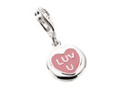 and Pale Pink Enamel Love Heart and#8220;LUV Uand8221; Charm