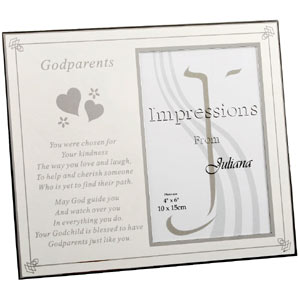 silver and White Godparents Photo Frame