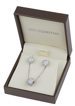SILVER Cubic Zirconia Pendant and Earrings Set