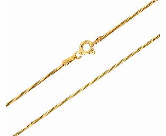 18K Gold Over Sterling Silver 1mm Snake Chain Necklace 14`` 16`` 18`` 20`` 24`` 30``