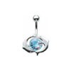 SILVER Large Double Dolphin Navel Bar