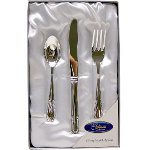plated 3 Piece Christening Cutlery Set
