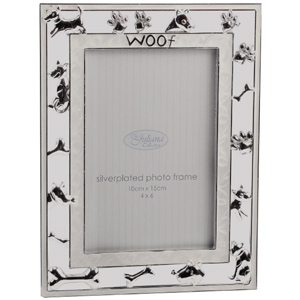 silver Plated and Cream Woof Dog Photo Frame