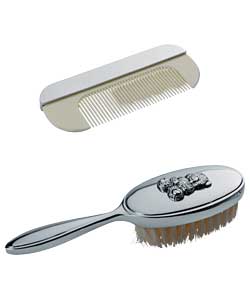 silver Plated Brush and Comb Set