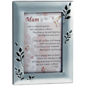 Silver Plated Leaf Style Mum Photo Frame