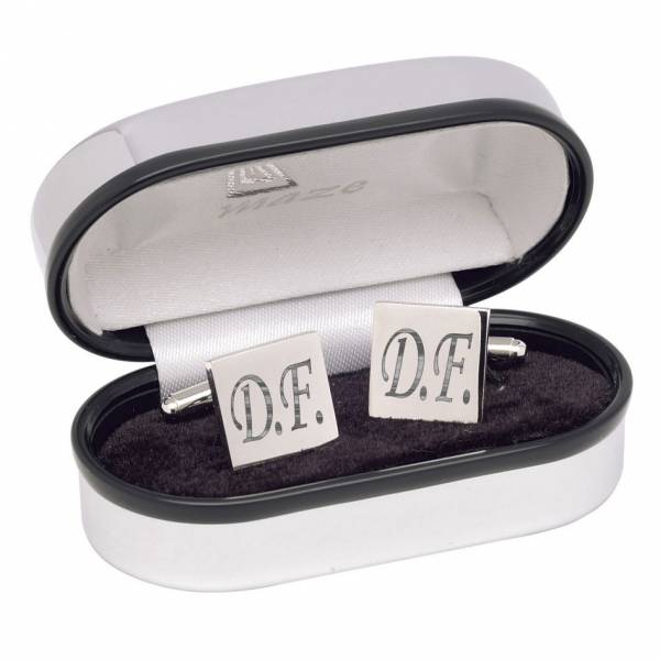 Plated Square Cufflinks in Chrome Case